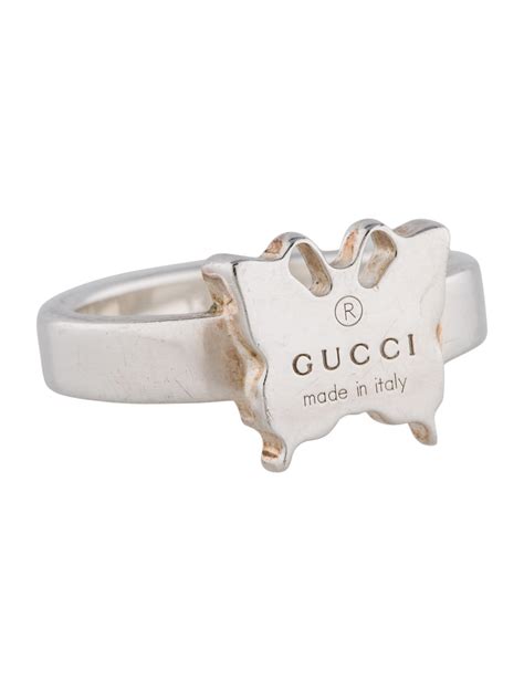 gucci sterling silver butterfly ring|paved silver gucci nail ring.